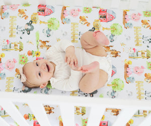 Fitted Crib Sheet - Farm Animals