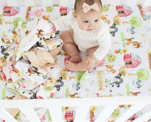 Fitted Crib Sheet - Farm Animals