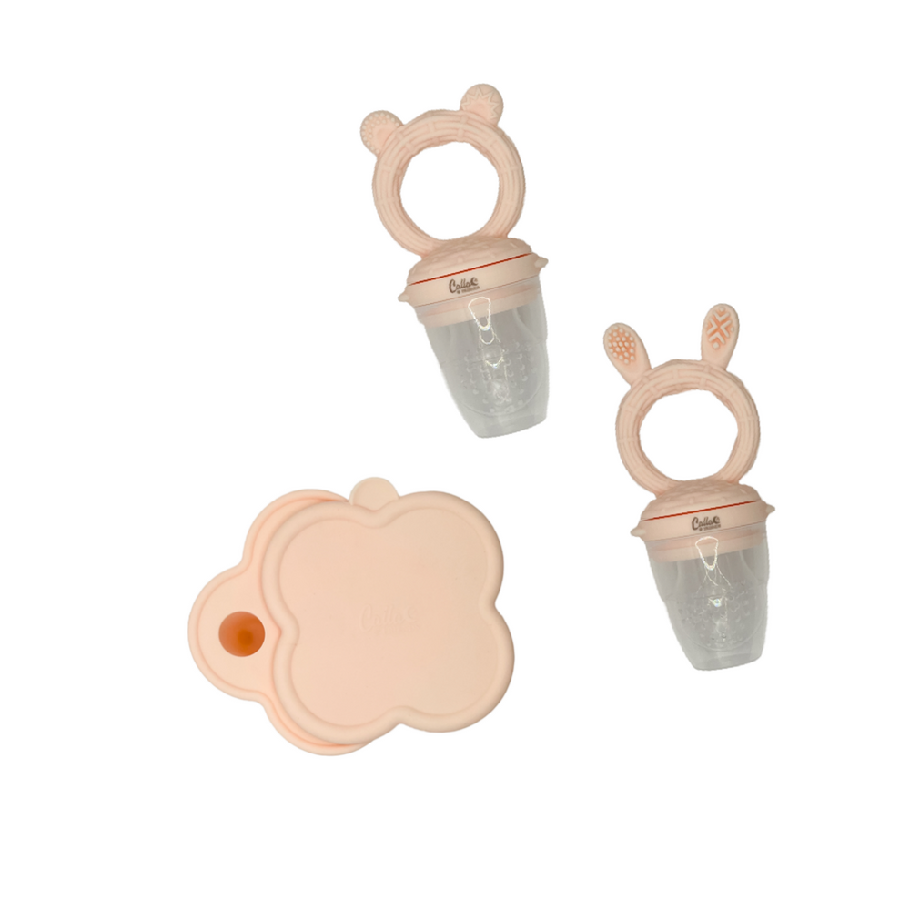 Nourishing Nibbler Set: colorful plates and bowls for baby feeding, promoting healthy eating habits.
