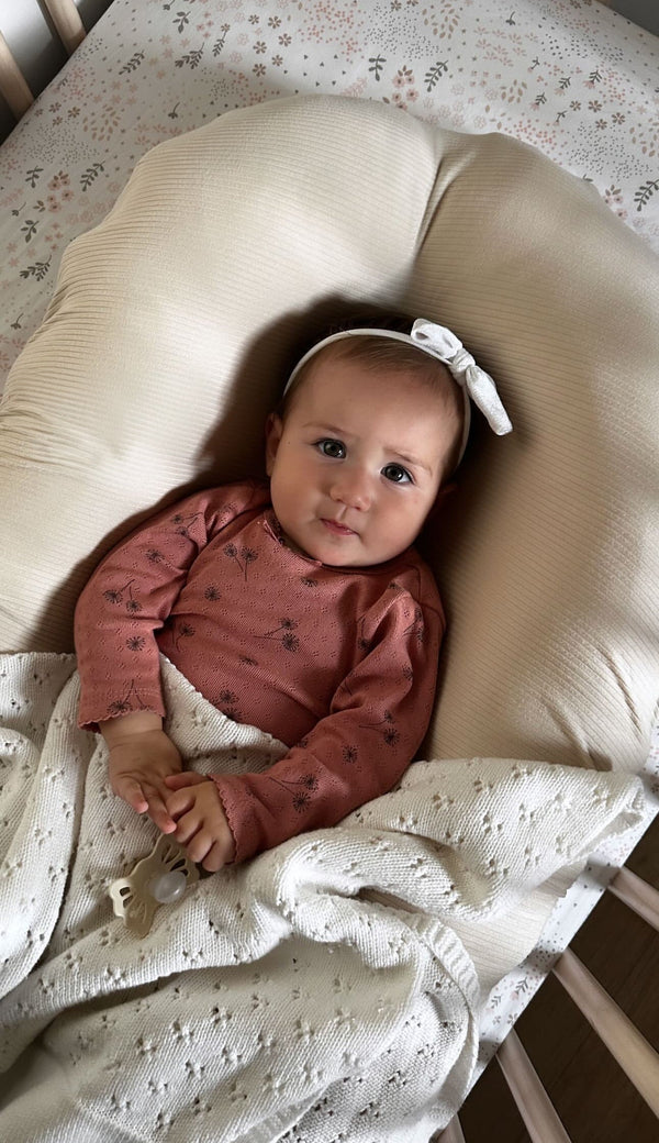 Oat Ribbed Baby Lounger Cover