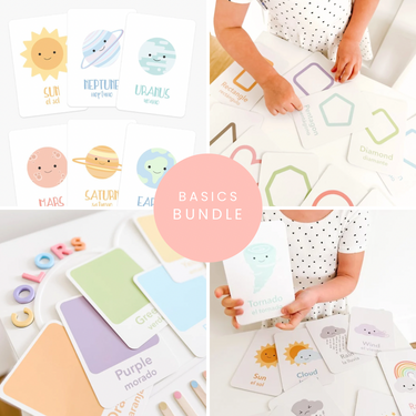 "Basics Flashcards Bundle for babies - educational puzzles and creative activities for early learning."