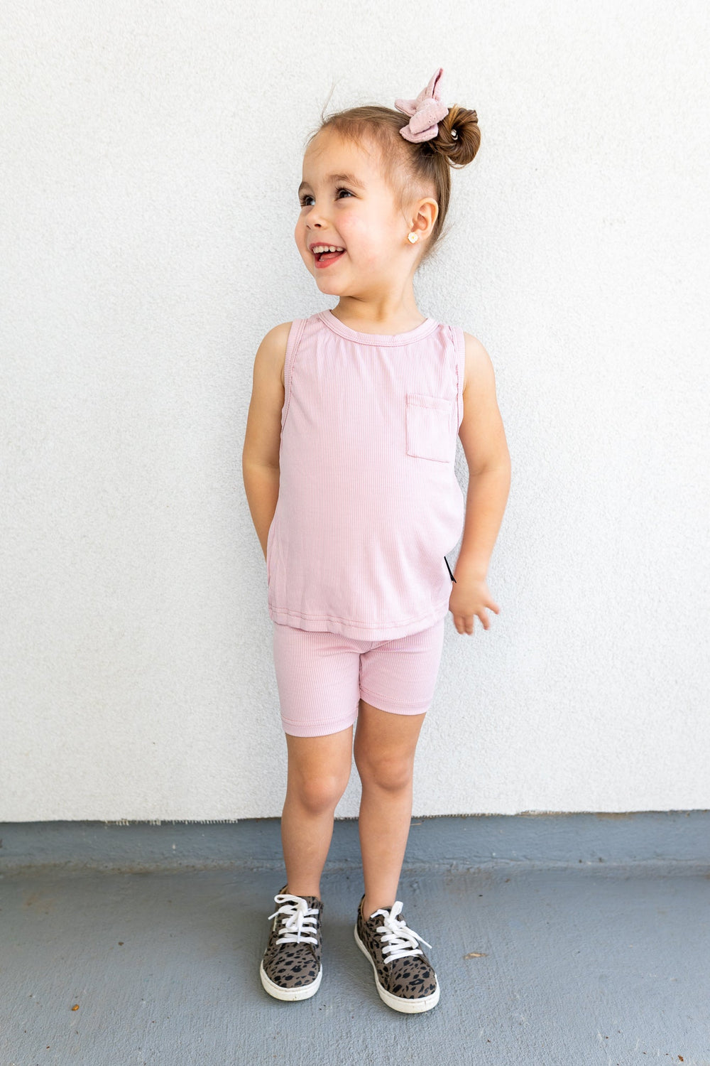 Ribbed Bamboo Tank Set - Light Mauve