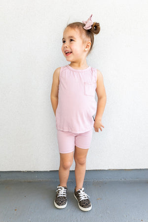 Ribbed Bamboo Tank Set - Light Mauve