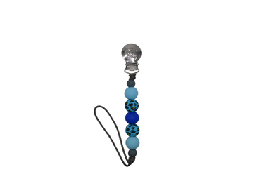 Police-themed pacifier clip for babies, stylish and functional accessory to keep pacifiers secure.