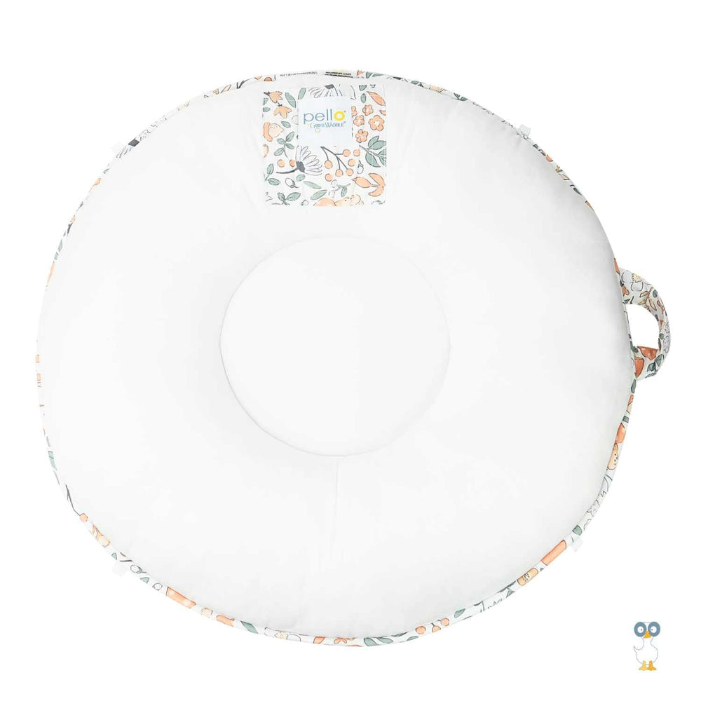 Forest Lilac Gray Floor Cushion for babies, soft and stylish addition to any nursery or playroom.