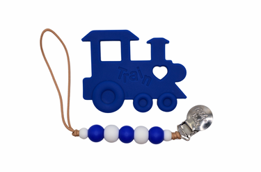Colorful Train Teether Set for babies, designed for soothing gums and promoting sensory development.