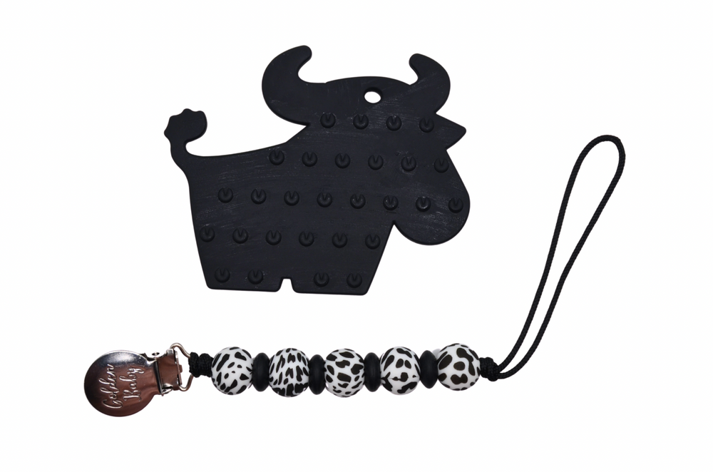 Longhorn Cow Teether Set for babies - safe, soft, and fun teething relief. Perfect for little hands and gums.