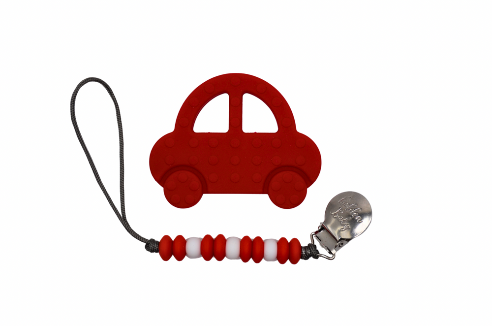 "Car Teether Set for babies, colorful and safe for soothing gums during teething."