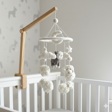 Schnauzer + Sheep Baby Mobile For Nursery Decor