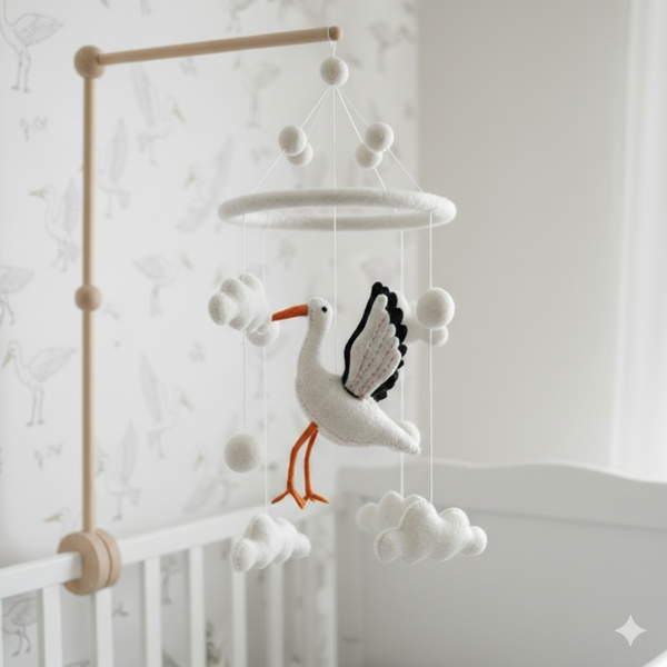 Felt Baby Mobile - Stork