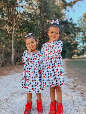 Checkered santa bell sleeve dress