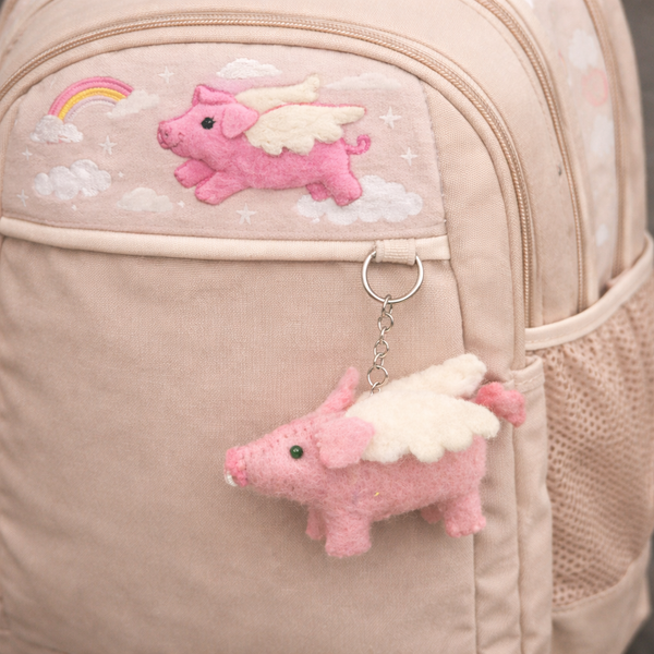 Felt Keychain - Flying Pig