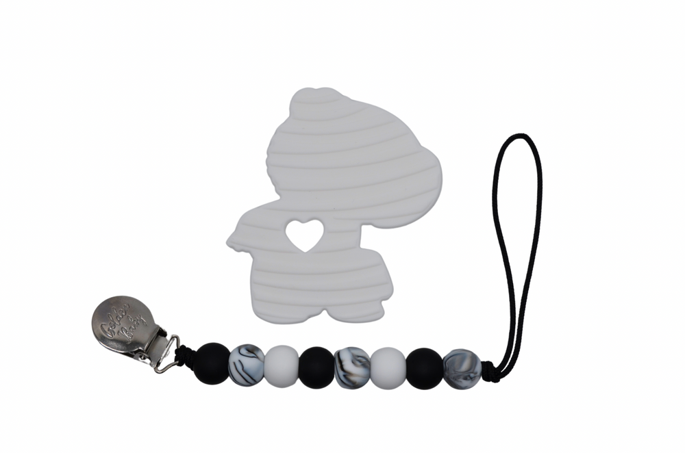 Zebra Teether Set for babies, featuring soft, safe materials for soothing gums and playful design.