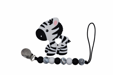 Zebra Teether Set for babies, featuring soft, safe materials for soothing gums and playful design.