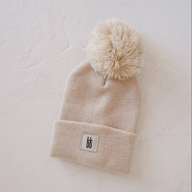 ff Pom Top Knit Beanie | Oatmeal