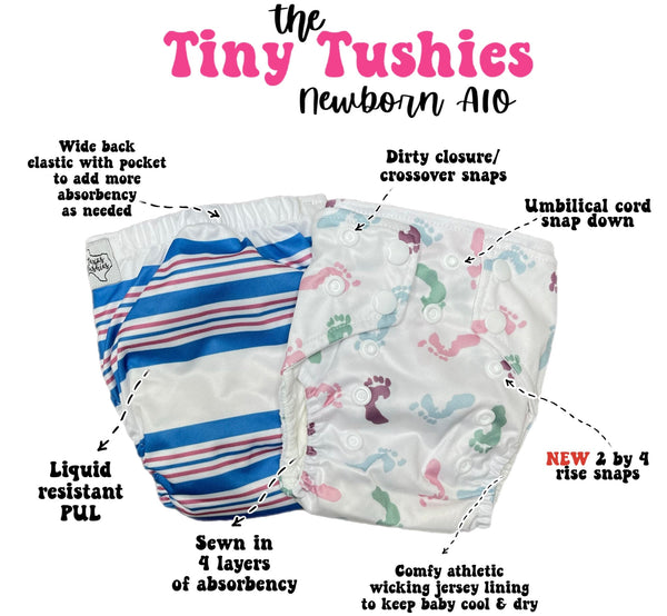 Colored AWJ - Tiny Tushies Newborn AIO Cloth Diaper