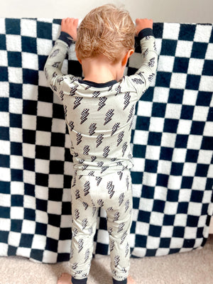 "Strike All Night Set baby bedding for peaceful sleep, shown from angle 6."