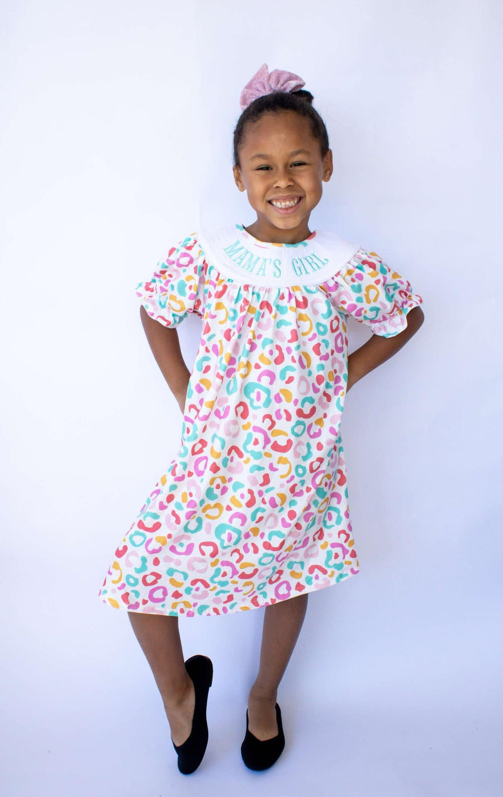 Smocked Mamas girl's summer leopard dress - stylish and playful outfit for little ones.