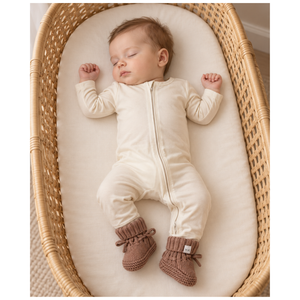 Cream Baby Pajamas | Zipper Romper