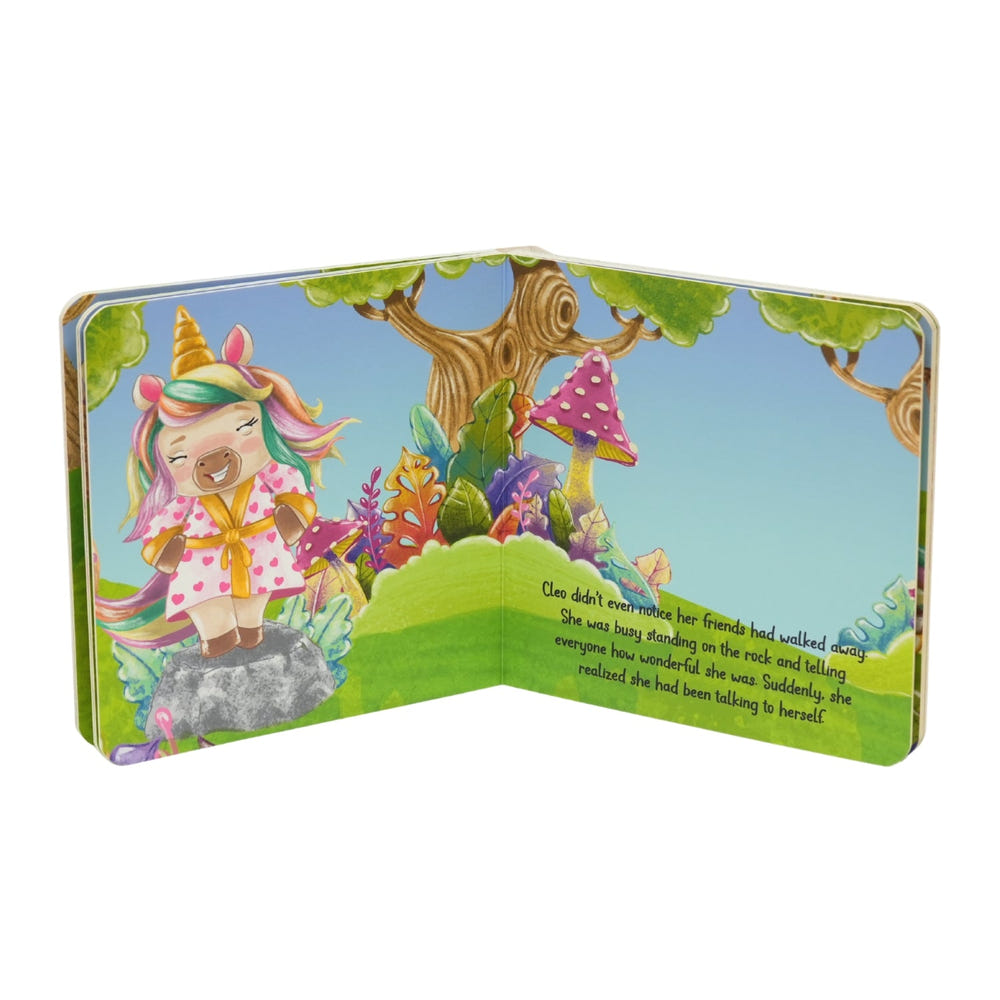 Cleo Unicorn Board Book for babies, featuring colorful illustrations and engaging stories for early learning.