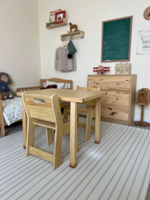 Cordia Wooden Kids Activity Table & Chair Set - Montessori-inspired for play and learning, shown at angle 10.