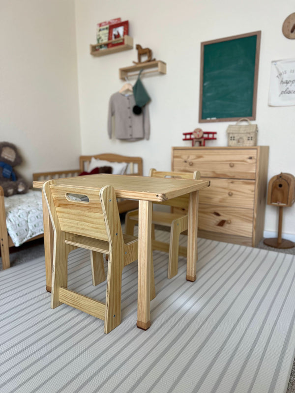 Cordia Wooden Kids Activity Table & Chair Set - Montessori-inspired for play and learning, shown at angle 10.