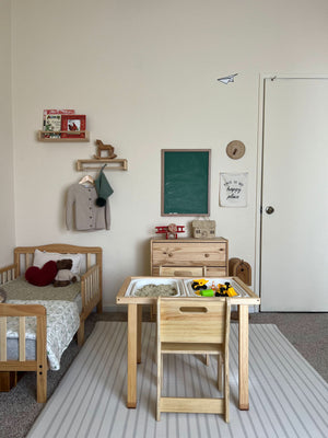 Cordia Wooden Kids Activity Table & Chair Set - Montessori-inspired for play and learning, shown at angle 11.