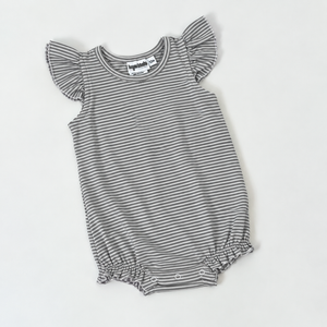 Knit Stripe Flutter Sleeve Bubble