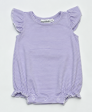 Knit Stripe Flutter Sleeve Bubble