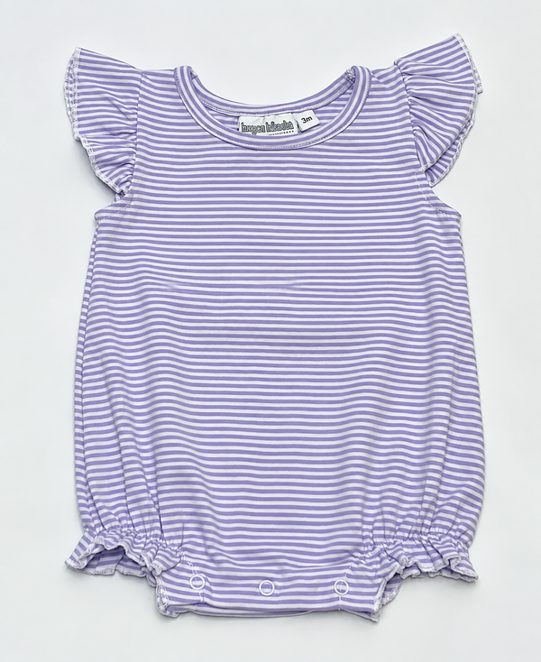 Knit Stripe Flutter Sleeve Bubble