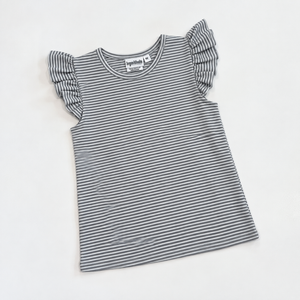 Knit Stripe Flutter Sleeve Shirt
