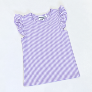 Knit Stripe Flutter Sleeve Shirt
