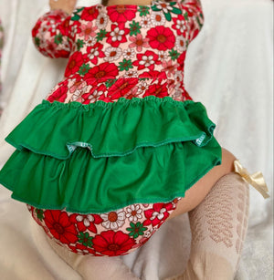 Christmas floral ruffle romper