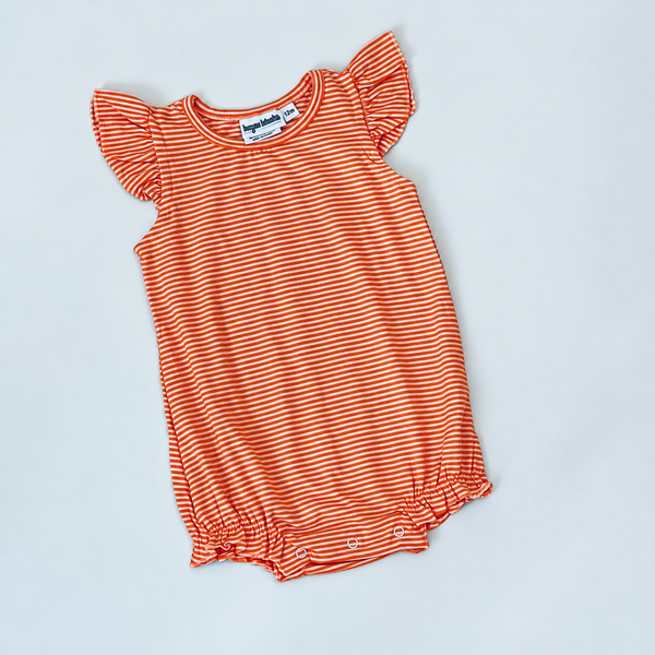 Knit Stripe Flutter Sleeve Bubble