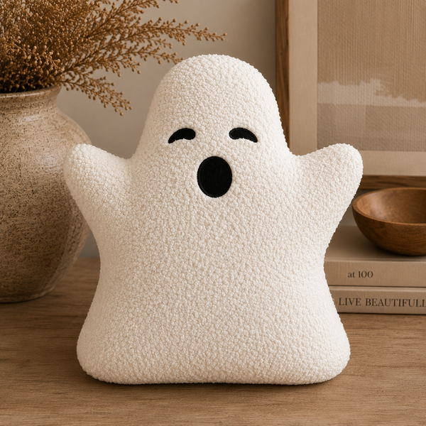 Busa Designs Sherpa Ghost Pillow 13" x 15" White