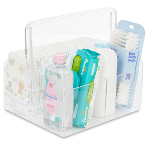 LELLobaby Mommy Tool Box Premium Acrylic Diaper Organizer at angle 5, stylish and functional for modern parents.