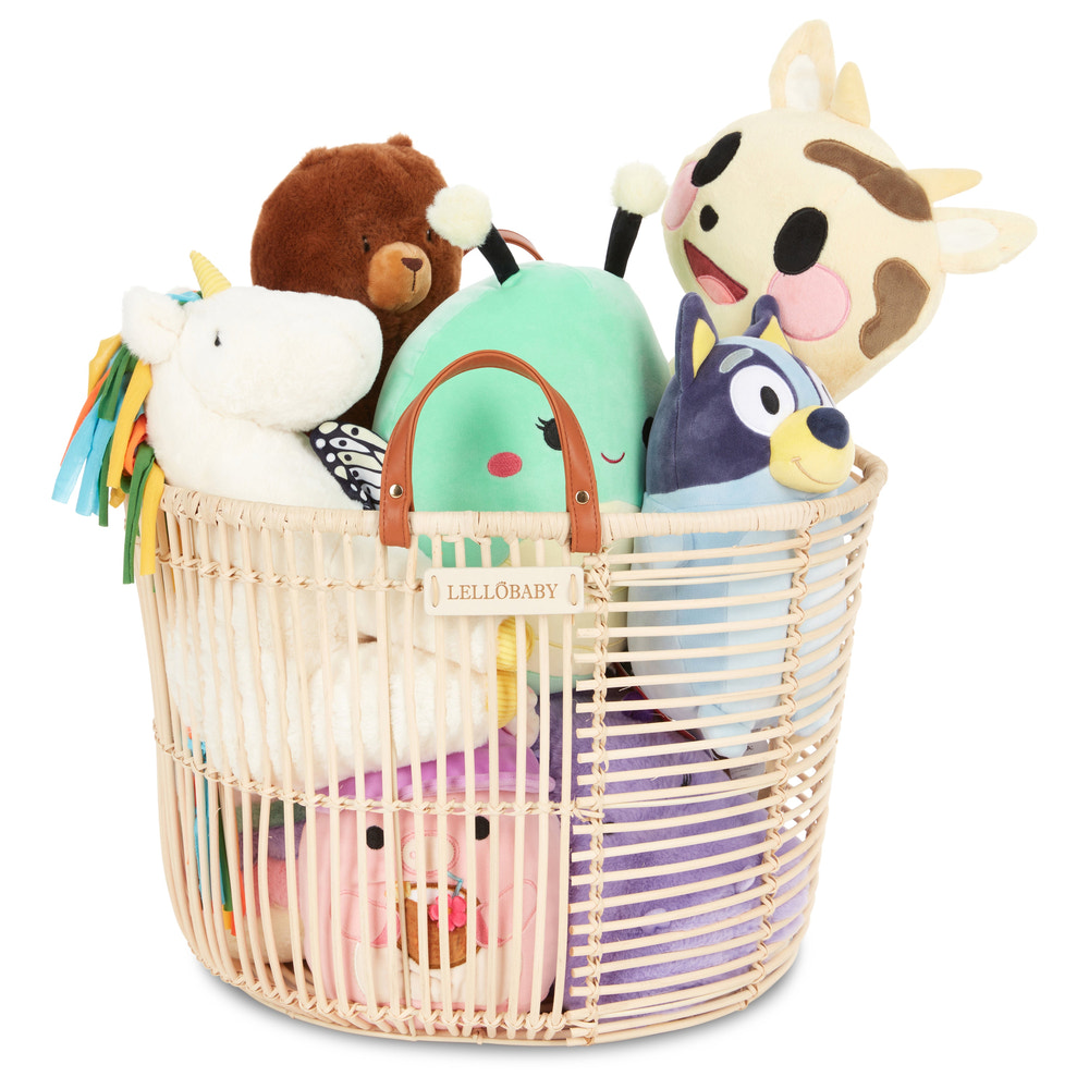 LELLOBABY™ handwoven rattan storage basket for baby bedding and sleep essentials.