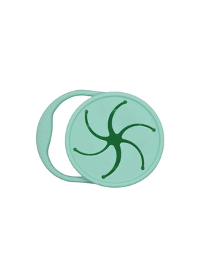 Silicone snack container for babies, angled view showcasing its durable design and vibrant colors. Perfect for on-the-go snacks.