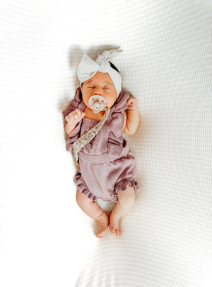 Oat Beige Baby Girl Bow Headwrap