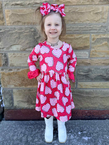 Red bell sleeve dress for babies, perfect for special occasions and everyday wear.