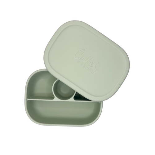 Hayden Bento Box in Subtle Green for baby food storage and on-the-go meals.