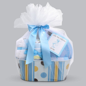 Welcome to the World Baby Boy Gift Basket