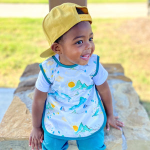 "Mountain Mist Bapron for babies, stylish and functional, shown at angle 14."