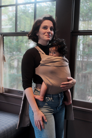 Simple Wrap in Driftwood color, a cozy and stylish baby wrap carrier for comfortable carrying.