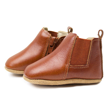 Cognac Chelsea Boot with soft sole for babies - stylish and comfortable footwear for little ones.