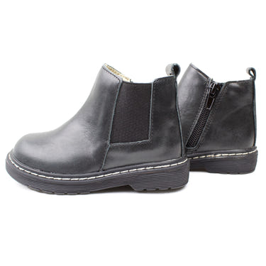 Black Chelsea boot with hard sole for babies, stylish and durable footwear for little ones.