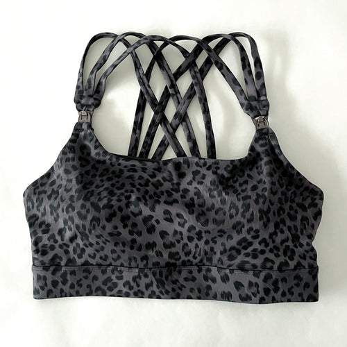 Chloe 4 Running Nursing & Pumping Sports Bra (Gray Leopard)