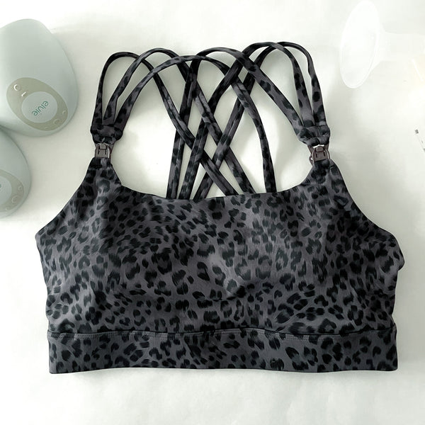 Chloe 4 Running Nursing & Pumping Sports Bra (Gray Leopard)