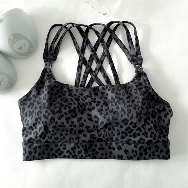Chloe 4 Running Nursing & Pumping Sports Bra (Gray Leopard)