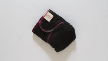 Black Flex-Fit Winged Perfect Fit Preflat cloth diaper, designed for comfort and ease of use for babies.
